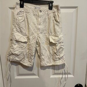 ZARA Women’s White Cargo Shorts with Drawstring Hem